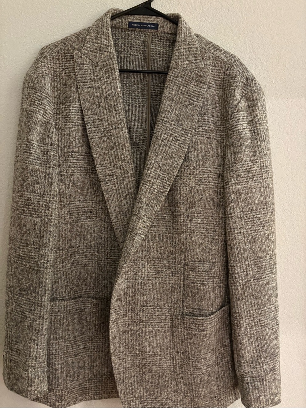 Joseph Abboud Gray Check Shawl Collar Pea Coat
